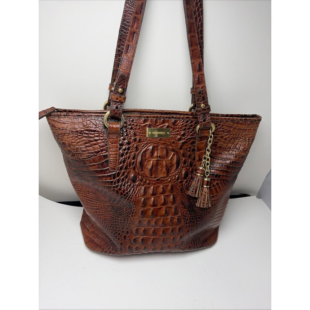 BRAHMIN MEDIUM ASHER TOASTED ALMOND MELBOURNE GENUINE LEATHER SHOULDER HANDBAG